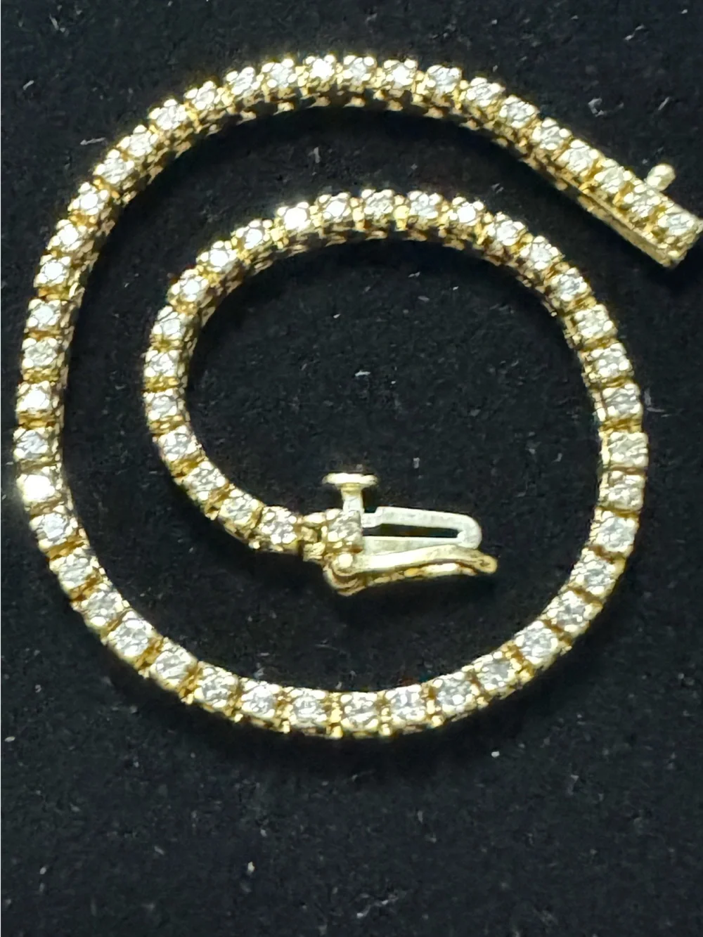 Vintage 14k Yellow Gold Natural Diamond Tennis Bracelet (103) - Picture 2 of 12